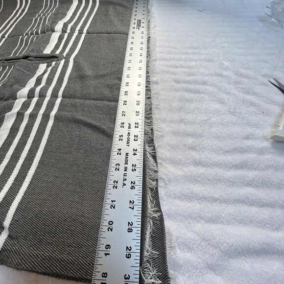 J.CREW Womens Chic Striped Cape Wrap Scarf Poncho Grey Striped Fringe H0129 New - Picture 7 of 7